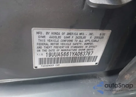 2000 Acura Tl 3.2 from USA, damaged, VIN 19UUA5661YA063767